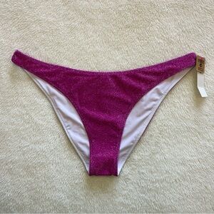 NWT Victoria's Secret PINK Shimmer Brazilian Bikini Bottom Dahlia Magenta Medium